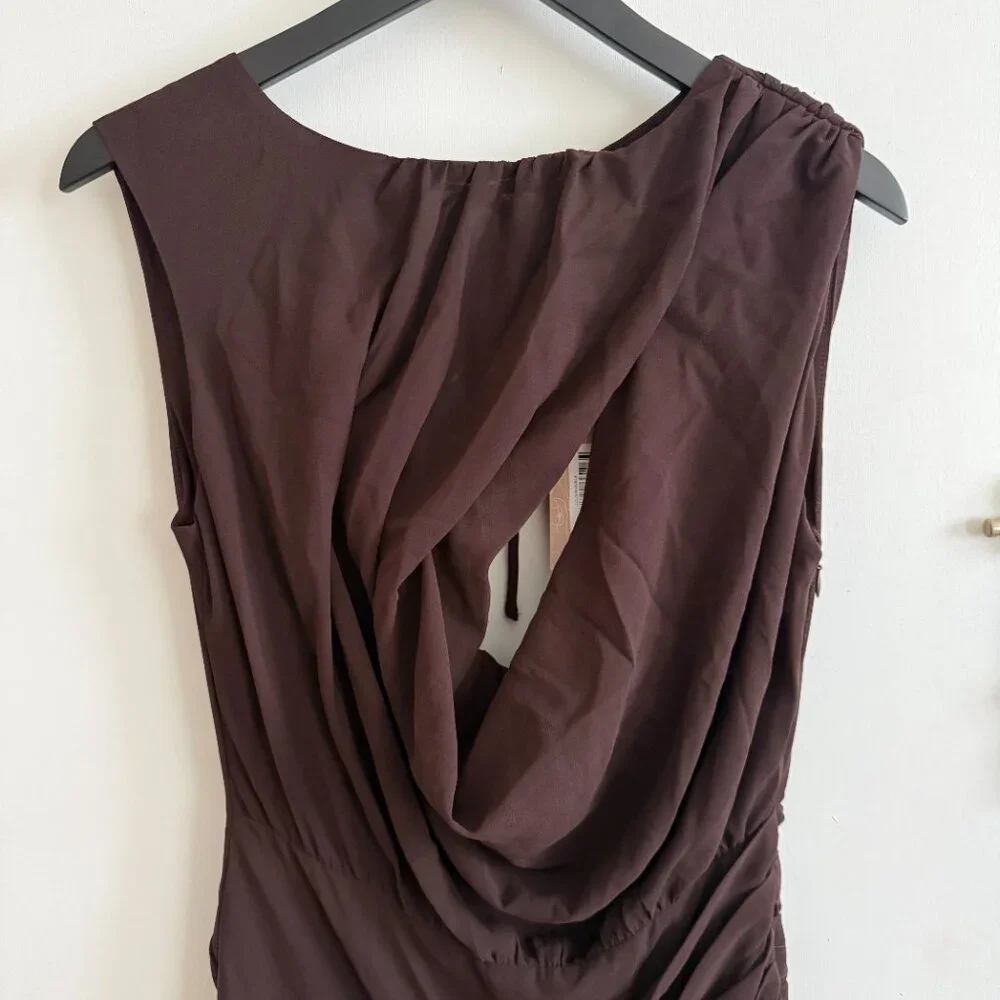 NWT Meshki Orai Chiffon Maxi Dress - Cacao Brown - Picture 4 of 10